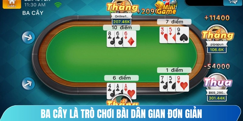 Ba cây là trò chơi bài dân gian đơn giản, dễ tiếp cận cho người mới