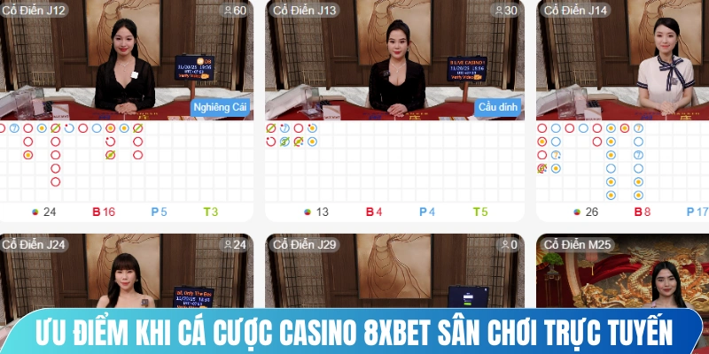 Ưu điểm khi cá cược casino 8XBET sân chơi trực tuyến đỉnh cao